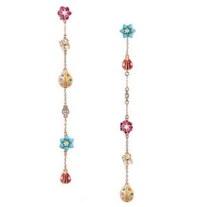KATE SPADE • Nature Walk Ladybug Insect Myosotis Flower Linear Long Earrings